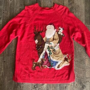 Vintage Christmas Susan Bristol Red Santa Sweater-size medium